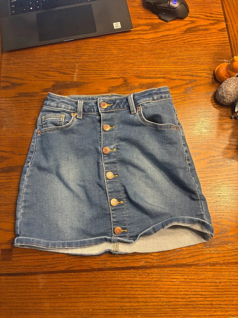 Cat and Jack Blue Jean Skirt With Buttons - Girls Size L 10/12
